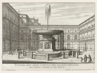 Fontein in de Cortile del Belvedere in het Vaticaan
Fonte no Grande Pátio do Palácio do Vaticano (título sobre o objecto)
Fontes de Roma (título da série)
Fonteinen van Rome (título da série)