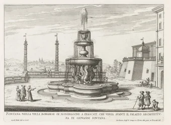 Fontein in de tuinen van de Villa Mondragone te Frascati
Fonte na Villa Borghese de Mondragone em Frascati (...) (título sobre o objecto)
Fontes nas vilas de Frascati (título da série)
Fonteinen van Frascati (título da série)