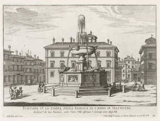 Fontein op Piazza Santa Maria in Trastevere
Fonte na Piazza della Basilica di S. Maria in Trastevere (título sobre o objecto)
Fontes de Roma (título da série)
Fonteinen van Rome (título da série)