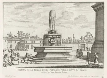 Fontein op Piazza del Popolo te Rome
Fonte na Piazza della Porta del Popolo sob a espada (título sobre o objecto)
Fontes de Roma (título da série)
Fonteinen van Rome (título da série)