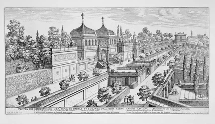 Campo di Vaccino, Roma, de &39;O Novo Teatro de Tecidos e Edifícios na Prospettiva di Roma Moderna&39;, publicado c.1665-69