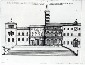 A loggia da bênção da antiga Basílica do Vaticano