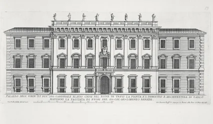 Vista da fachada do Palazzo Chigi, Roma, projetada por Matteo di Castello, Carlo Maderno (1556-1629) e Giovanni Bernini (1598-1680)
