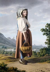 Camponês no fundo de Maddaloni, de Giovan Battista Lusieri (ca 1755-1821), aguarela sobre papel 32x23 cm, Itália
