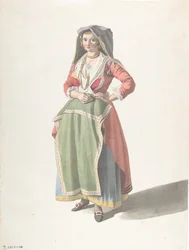 Jovem de pé no vestido tradicional napolitano, ca. 1775-1821.