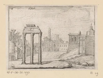 Vista do Fórum Romano em Roma Listesso (título no objeto) Vistas de Roma (título da série) Alcune vedute et prospettive di luoghi dishabitati di Roma (título da série)