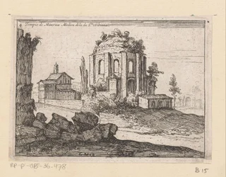 Resten van de Tempel van Minerva Medica in een landschap
Templo da Minerva Medica di la da S.ta Bibiana (título sobre o objecto)
Gezichten op Rome (título da série)
Alcune vedute et prospettive di luoghi dishabitati di Roma (título da série)