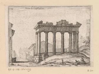 Vestígios do Templo de Saturno no Fórum Romano em Roma
Verto la Consolatione (título sobre o objecto)
Vistas de Roma (título da série)
Alcune vedute et prospettive di luoghi dishabitati di Roma (título da série)