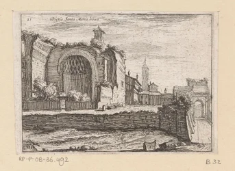 Resten van de Tempel van Venus em Roma te Rome Atrás de Santa Maria nova (título no objeto) Gezichten op Rome (título da série) Algumas vistas e perspectivas de lugares desabitados em Roma (título da série)