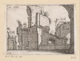 Resten van de Thermen van Caracalla te Rome
Listesso (título sobre o objecto)
Gezichten op Rome (título da série)
Alcune vedute et prospettive di luoghi dishabitati di Roma (título da série)
