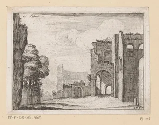 Ruïnes bij het Colosseum te Rome
Listesso (título sobre o objecto)
Gezichten op Rome (título da série)
Alcune vedute et prospettive di luoghi dishabitati di Roma (título da série)