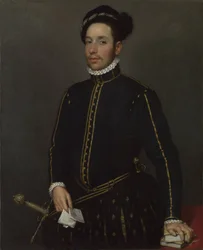 Retrato de um cavalheiro canhoto com dois quartos e uma carta (&39;Il Gentile Cavaliere&39;)