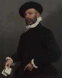 Retrato de um homem segurando uma carta