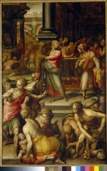 O Apelo de São Mateus. Pintura de Giovanni Battista Naldini (1537-1591), óleo sobre madeira, cerca de 1583. Arte italiana (Florença)