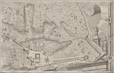 Novo mapa de Roma trazido à luz por Giambattista Nolli no ano MDCCXLVII, conhecido como La Pianta Grande di Roma