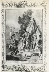 Jerusalém libertada, canto III, ilustração de Giovanni Battista Piazzetta (1683-1754) para poema de Torquato Tasso (1544-1595), edição publicada em Veneza em 1745, Itália