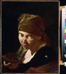 ""Retrato de uma menina"" Criança de origem modesta, serva ou camponesa. Pintura de Giovan Battista (Giambattista) Piazzetta (1683-1754) Século XVIII Museu de Arte Mikhail Kroshitsky, Sevastopol (Sevastopol) Ucrânia