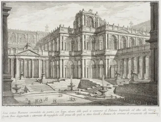 Fórum antigo rodeado por pórticos, c.1743