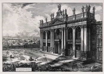 Vista da fachada da Basílica de São João de Latrão (de: Vedute di Roma)