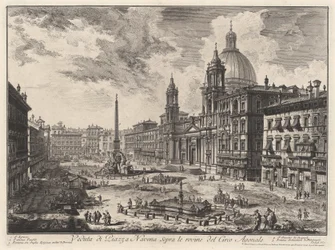 Vista da Piazza Navona sobre as ruínas do estádio de Domiciano (de: Vedute di Roma)