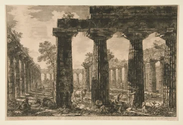 Autre Vu? de la Facade du Pronaos, dessin? et d?crit dans la planche V (Outra vista da fachada de Pronaos desenhada e descrita em Plate V), de Diff?rentes vues