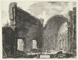 Bibliotheek in de Villa Adriana te Tivoli
Restos de uma sala pertencente ao Castro Pretorio na Villa Adriana em Tivoli (título sobre o objecto)
Gezichten op Rome (título da série)
Vistas de Roma desenhadas e gravadas pelo arquitecto Giambattista Piranes