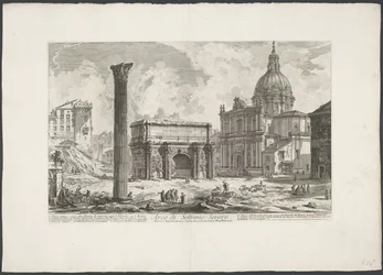 Boog van Septimius Severus no Forum Romanum Arco de Septímio Severo (...) (título no objeto) Gezichten op Rome (título da série) Vistas de Roma projetadas e gravadas pelo arquiteto Giambattista Piranesi Ve (nez) iano (título da série)