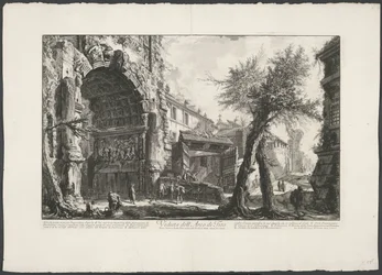 Boog van Titus te Rome
Vista do Arco de Titus (título sobre o objecto)
Gezichten op Rome (título da série)
Vistas de Roma desenhadas e gravadas pelo arquitecto Giambattista Piranesi Ve(nez)iano (título da série)