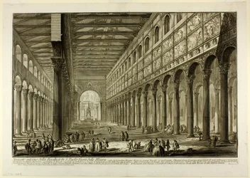 Vista em corte do interior da Basílica de S. Paolo fuori delle Mura [St. Paulo Fora dos Muros], de Vistas de Roma