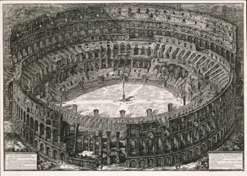 O Coliseu em vista de pássaro (de: Vedute di Roma)