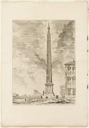 Obelisco egípcio. Este foi erguido pelo Papa Sisto V na Praça de São João de Latrão, de Vistas de Roma
