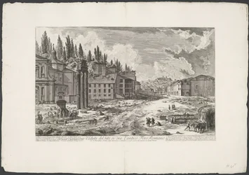 Forum Romanum com Tempel van Jupiter Stator te Rome Vista do Sítio, onde ficava o antigo Fórum Romano (título no objeto) Gezichten op Rome (título da série) Vistas de Roma projetadas e gravadas pelo arquiteto Giambattista Piranesi Ve (nez) iano (título da 