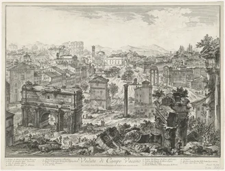 Forum Romanum te Rome
Vista do Campo Vaccino (título sobre o objecto)
Gezichten op Rome (título da série)
Vistas de Roma desenhadas e gravadas pelo arquitecto Giambattista Piranesi Ve(nez)iano (título da série)
