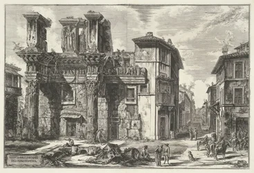 Fórum de Nerva te Roma Vista dos restos do Fórum de Nerva (título no objeto) Gezichten op Rome (título da série) Vistas de Roma projetadas e gravadas pelo arquiteto Giambattista Piranesi Ve (nez) iano (título da série)