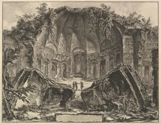 Villa Adriano: as sobras de Canopus do templo de Deus Canopus na vila de Adriano em Tivo ..., ca. 1769