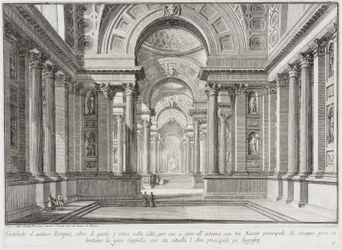 Templo antigo imaginário concebido ao estilo dos construídos em honra da deusa Vesta: ao centro encontra-se o grande altar no qual as vestais conservavam o inextinguível fogo sagrado...