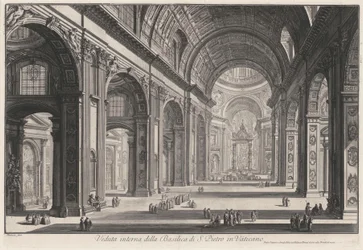 Vista interior da Basílica de São Pedro no Vaticano (de: Vedute di Roma)