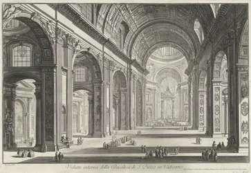 Interieur van de Sint-Pietersbasiliek te Vaticaanstad
Vista interior da Basílica de São Pedro no Vaticano (título sobre o objecto)
Gezichten op Rome (título da série)
Vistas de Roma desenhadas e gravadas pelo arquitecto Giambattista Piranesi Ve(nez)iano