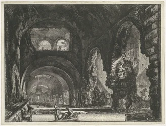 Interieur van de Tempel Van Hércules Victor Te Tivoli Vista interna da vila do mecenato (título no objeto) Gezichten Op Roma (título da série) Vistas de Roma projetadas e gravadas por Giambattista Piranesi Arquiteto VE (Nez) Iiano (título da série)