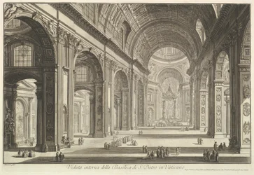 Vista interior da Basílica de São Pedro no Vaticano, de «Vedute di Roma» (Vistas de Roma)