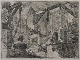 Invenzioni Capric di Carceri; Hind 13, First State of Three, c.1749 (gravura sobre papel avermelhado)