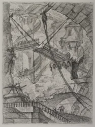 Invenzioni Capric di Carceri; Hind 7, First State of Three, c. 1749 (gravura sobre papel avergoado)