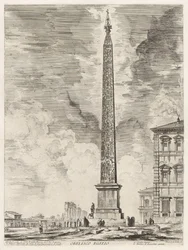 Obelisco egípcio. Este foi erigido pelo papa Sisto V na Piazza di S. Gio. Laterano, de Vedute di Roma (Vistas de Roma)