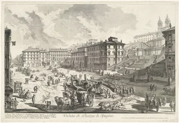 Piazza di Spagna te Roma Vista da Piazza di Spagna (título no objeto) Gezichten op Rome (título da série) Vistas de Roma projetadas e gravadas pelo arquiteto Giambattista Piranesi Ve (nez) iano (título da série)