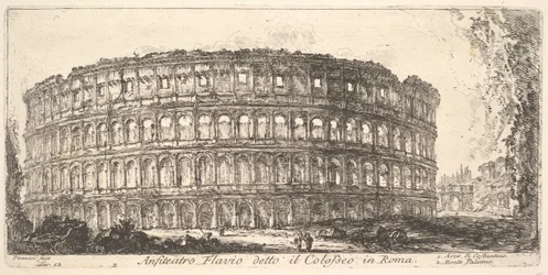 Ilustração 12: Anfiteatro Flaviano, chamado Coliseu. 1. Arco de Constantino. 2. Palat ..., ca. 1748