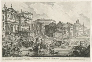 Porto de Ripetta te Roma Vista do Porto de Ripetta (título no objeto) Gezichten op Rome (título da série) Vistas de Roma projetadas e gravadas pelo arquiteto Giambattista Piranesi Ve (nez) iano (título da série)