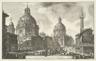 Santa Maria di Loreto en de Santissimo Nome di Maria te Rome Vista das duas igrejas (...) (título no objeto) Gezichten op Rome (título da série) Vistas de Roma projetadas e gravadas pelo arquiteto Giambattista Piranesi Ve (nez) iano (título da série)