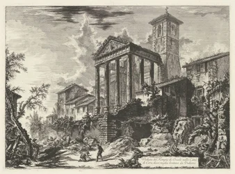 Tempel van Hércules te Cori Vista do Templo de Hércules na cidade de Cora, a dezesseis quilômetros de Velletri (título do objeto) Gezichten op Rome (título da série) Vistas de Roma projetadas e gravadas pelo arquiteto de Giambattista Piranesi Ve (nez) iano