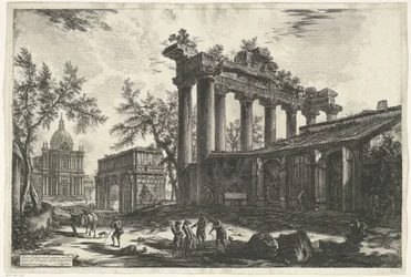 Tempel van Saturnus te Rome
Outra visão dos restos do Pronao do Templo de Concordia (título sobre o objecto)
Gezichten op Rome (título da série)
Vistas de Roma desenhadas e gravadas pelo arquitecto Giambattista Piranesi Ve(nez)iano (título da série)