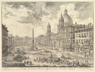 A Piazza Navona, Roma, sobre as ruínas do Circo de Domiciano, a igreja de Sant
